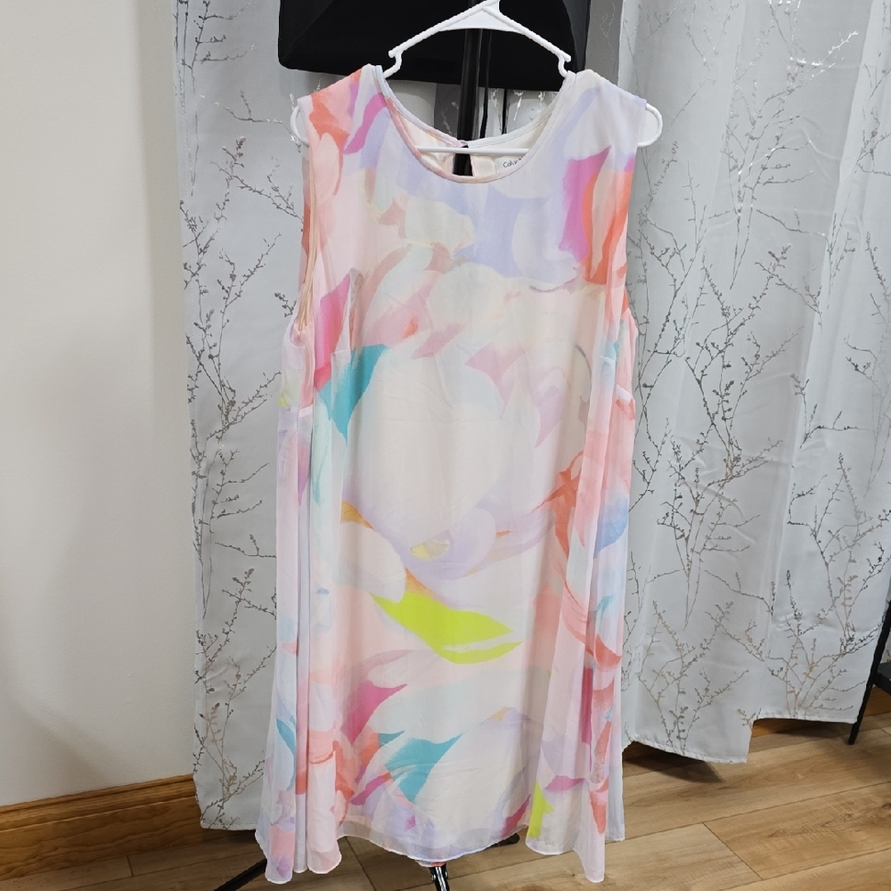 Calvin Klein Pastel Floral Midi Dress